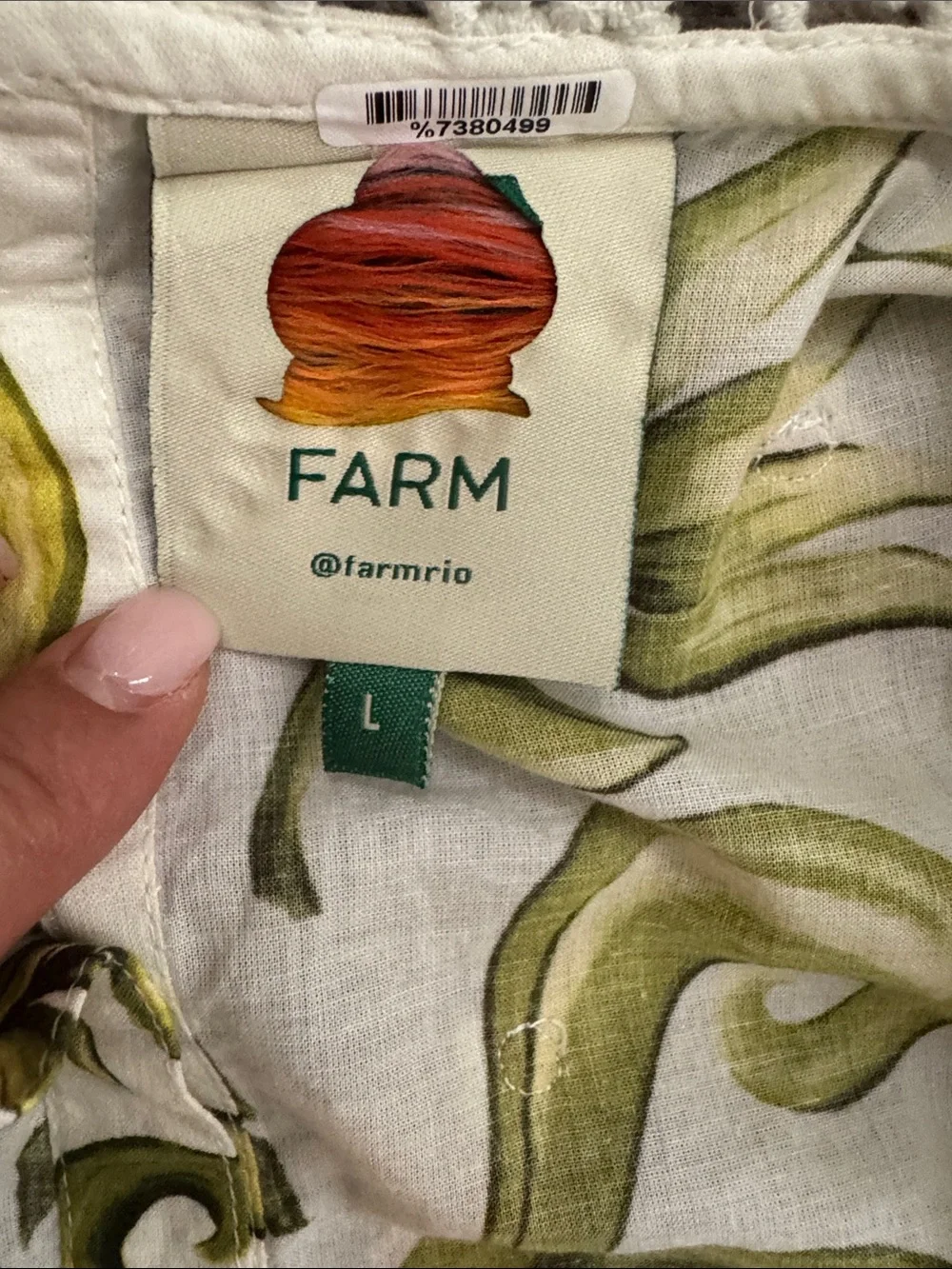 FARM RIO Milani Blouse Floral Puff-Sleeve Women's Top in Olive Green Size Large